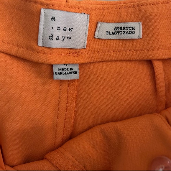 A New Day Orange Pleated High Rise Trouser Shorts Size 4 - Picture 3 of 6